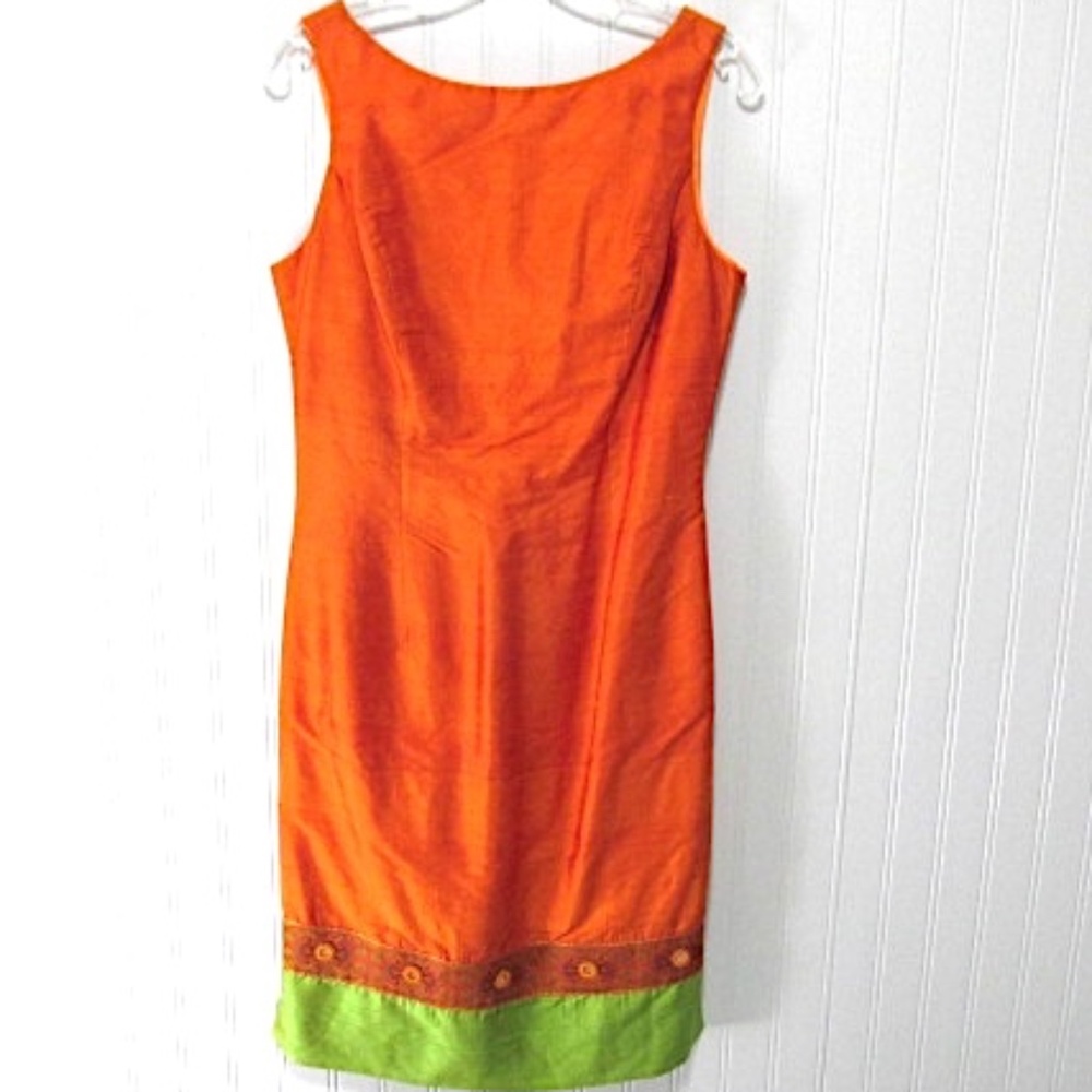 Mica Embroidered Sleeveless Silk Dress, Size 8